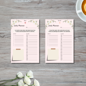 Soft Pink | Undated 7-Chakra Daily Sanctuary Planner PDF | Vagus Nerve Rest Toolkit (Half-Letter)