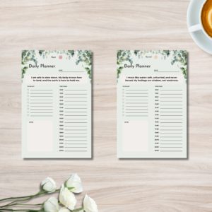 Sage Green | Undated 7-Chakra Daily Sanctuary Planner PDF | Vagus Nerve Rest Toolkit (Half-Letter)