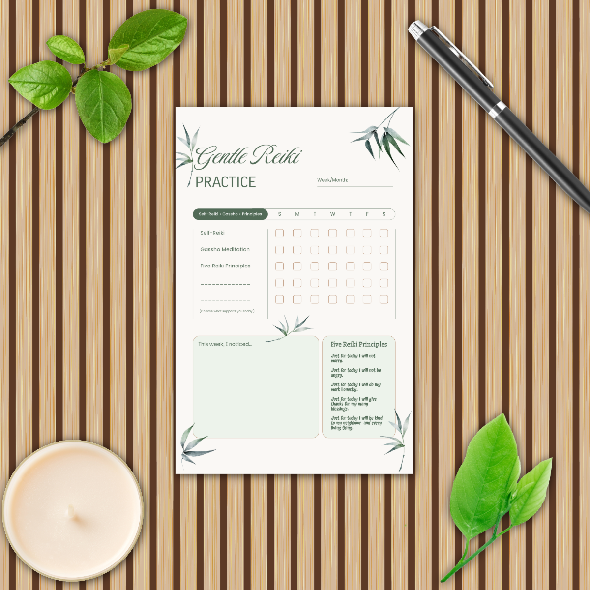 A Gentle Reiki Practice: Weekly Habit Tracker & Reflection