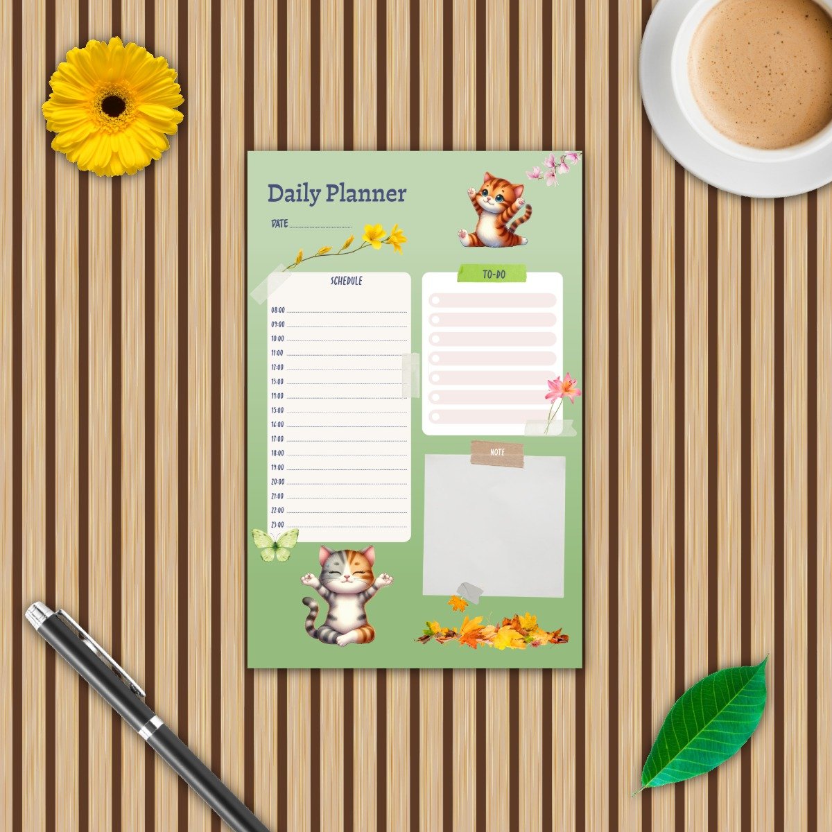 Everyday Quiet: Mindful Cat Yoga Daily Planner Printable - Image 4